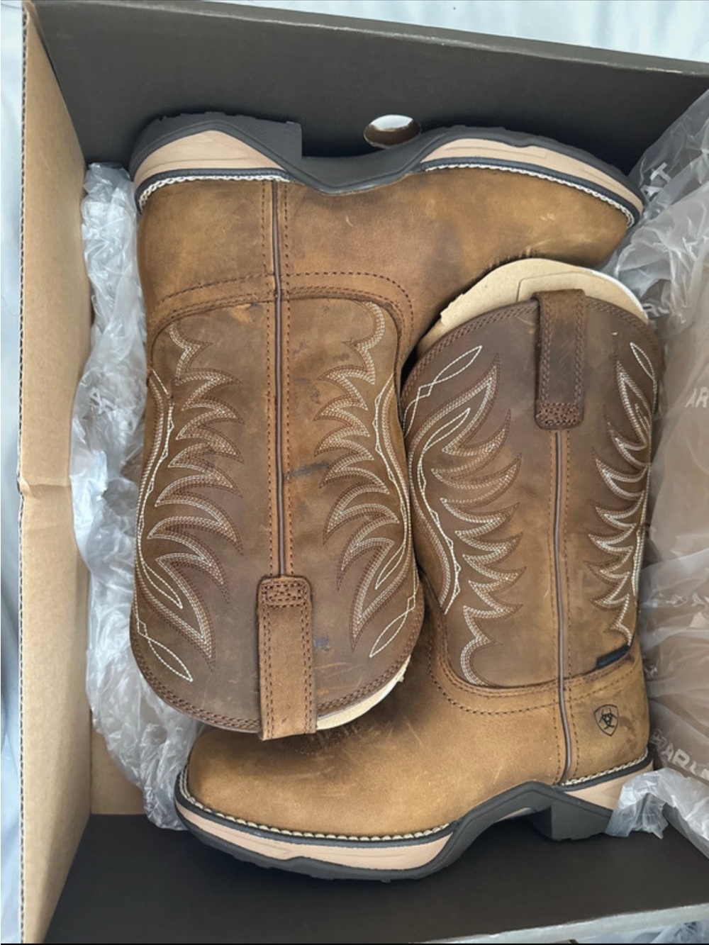 Women’s Brown Western Work Boots - Rugged Pull-On Style